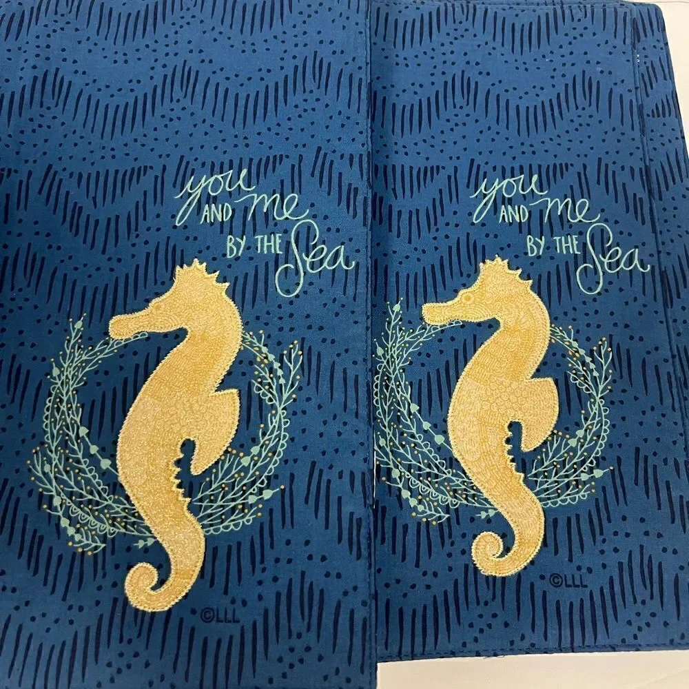 Six cotton placemats with seahorse “ you and me by the sea”
